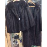 A dark mink full length coat, late 60s with a sunburst lining,