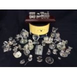 A quantity of assorted Swarovski glass miniature figures, including Owl, Teddy Bears, Snowmen,