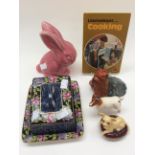 Ceramics including, Beswick animals, dogs, Derby type rabbit, etc.