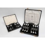 Two boxed set of George VI silver apostle coffee spoons, Birmingham 1941,