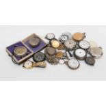 A parcel of assorted watches to include an 18ct gold fob watch, a silver pair case watch,