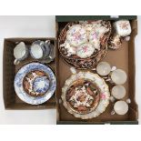 Royal Crown Derby Imari type tea ware, plates, pedestal bowl, two dinner plates, two saucers,