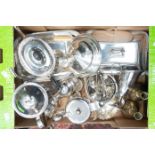 A quantity of silver plate including Walker & Hall serving dishes,