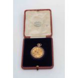 An Edwardian 14ct gold pocket ladies watch, gold tone dial with foliate detail engraved to the dial,