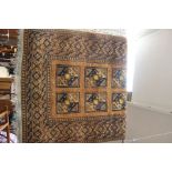 A 20th Century brown and navy blue woollen rug,