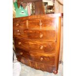 An early Victorian mahogany bow fronted chest of drawers