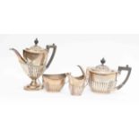 Police Interest: A Georgian style four piece Sheffield 1906, tea coffee set,