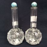 A pair of Crackeleur hob nail perfume bottles,