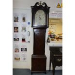 A 19th Century oak 30 hour longcase clock, having a white dial,