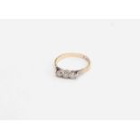 Three stone diamond ring, 9ct gold, size N,