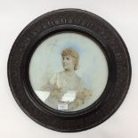 Late Victorian/ Early Edwardian French portrait on porcelain plate.