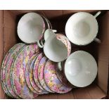 Shelley 'Rock Garden' part tea service, comprising six cups, six saucers and six side plates,