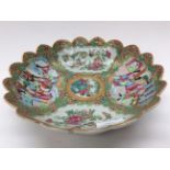 A mid 19th Century Cantonese enamel bowl with scalleoped rim, circa 1850,