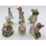 A collection of six Beatrix Potter figures, comprising four Royal Albert figures,