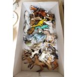 A box of miniature china horses, including Chinese type, Wade, Hagen, etc.