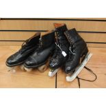 Black leather roller skates size 7 1/2 'The Avalon' together with black leather ice skating boots