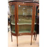 An Edwardian display cabinet, small reproduction chest of drawers,