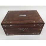 A Victorian Rosewood and mother of pearl stationery box,