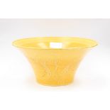 Susie Cooper Studio bowl, flared form, yellow ground, incised with squirrels,