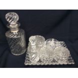 Bambou Tors glass dressing table set some pieces marked Baccarat 1920s (12)