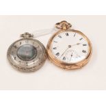 A gold plated Waltham pocket watch, cartouch to the reverse case diameter approx 50 mm,
