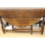 An early 18th Century oak gateleg table, of joined construction,