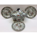 An early 19th Century Stephen Folch Ironstone china `Bamboo` pattern large famille verte tureen and