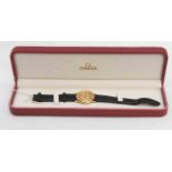 Omega, an 18ct gold gent's Omega De Ville wristwatch, 3cm circular dial with Roman numerals,