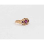 A Victorian ruby and diamond cluster 18ct yellow gold ring, size N, total gross weight approx 2.