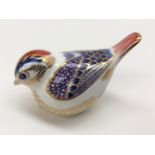 A Royal Crown Derby paperweight 'Wren', with gold stopper,