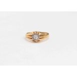 A diamond set solitaire 18ct gold ring, illusion set diamond weighing approx 0.