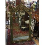 Late 19th century gilt Gesso wall mirror, in the renaissance revival style, 140cm high,