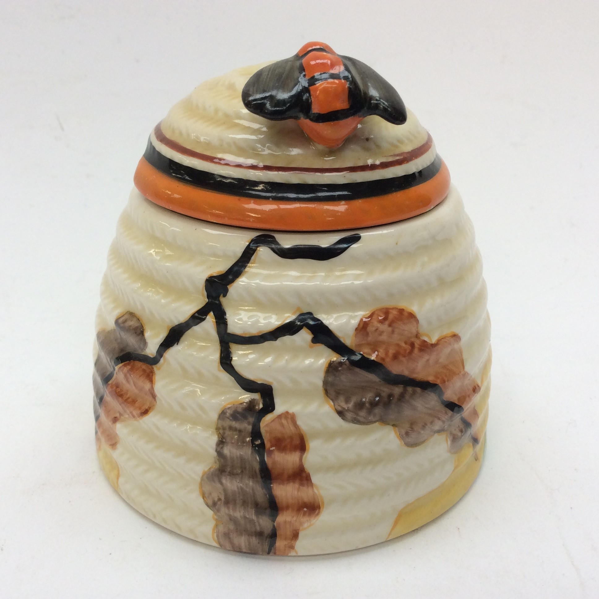 Clarice Cliff for Newport pottery, a small Berries beehive honey pot, Fantasque Bizarre Marks,
