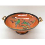 Carltonware lustre footed bowl with hand painted parrot design