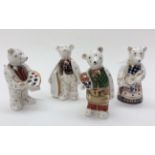 Four Royal Crown Derby bears; Teddy bear Shopping, Teddy bear Gardener,