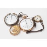 Early 20th century Waltham gold plated open faced pocket watch, silver open faced pocket watch a/f,