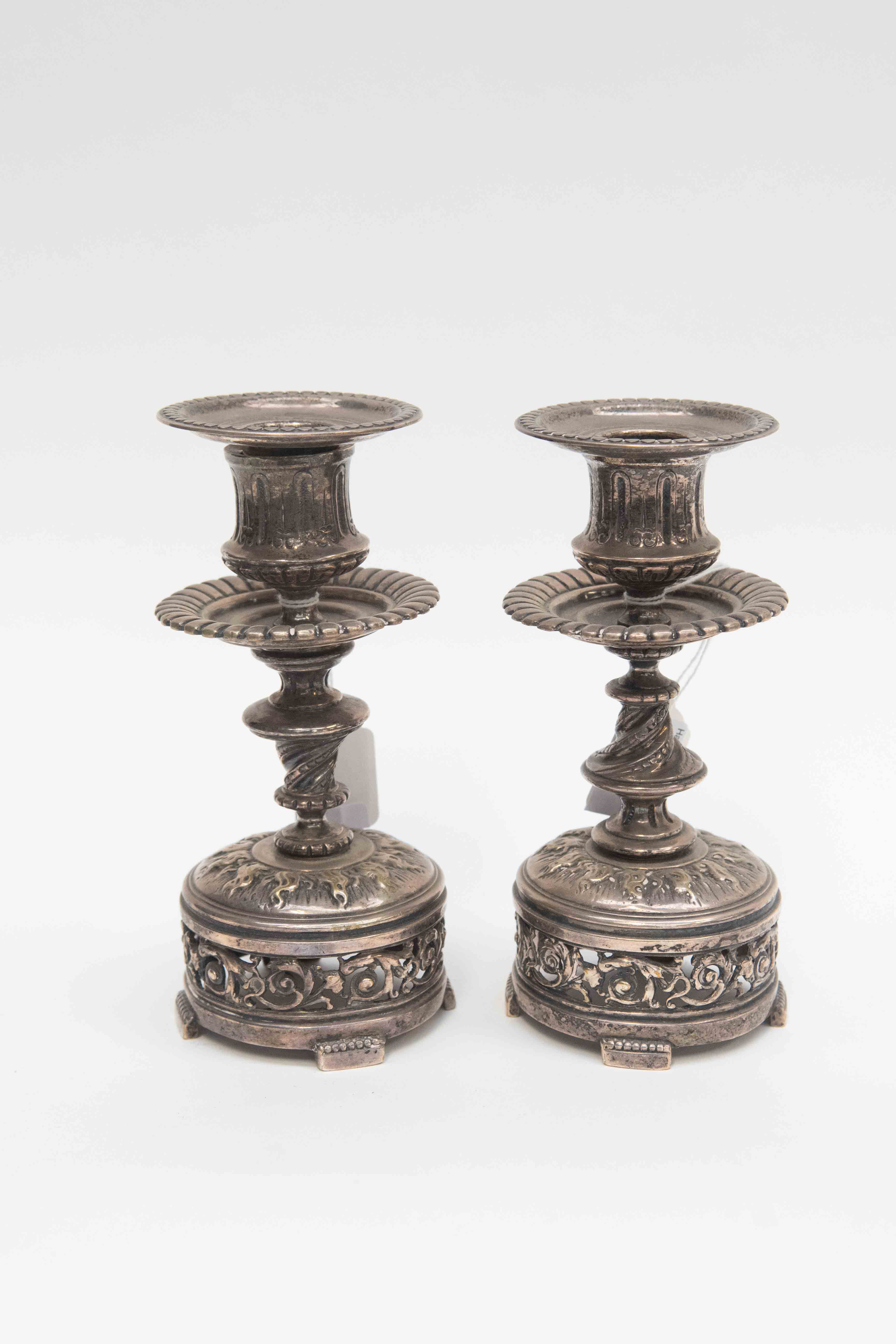 A pair of late 19th Century plated candlesticks (2)