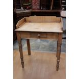 A late Victorian pine washstand, fitted with a single drawer,