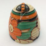 Clarice Cliff for Wilkinson, a Blue Firs beehive honey pot, Bizarre marks,