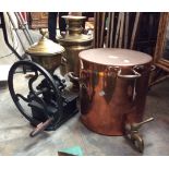 A cast and brass large coffee grinder,