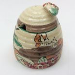 Clarice Cliff for Newport Pottery, a small Orange Gardenia beehive honey pot, Fantasque Bizarre,