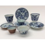A Chinese blue and white tea bowl and saucer,