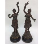 A pair of Spelter, bronzed French 19th century statuette's, LGuillienne (2),