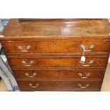 A George III oak chest of drawers, four long graduated drawers, bracket feet, 76cm high, 83cm wide,