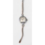 A ladies Art Deco white metal wristwatch