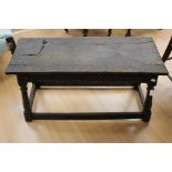 An 18th Century oak joined stool, incorporating earlier timbers,