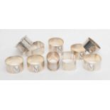 Ten assorted silver napkin rings, 8.