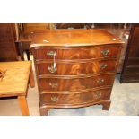 A pair of mahogany reproduction Georgian serpentine drawers,