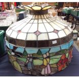 A Tiffany style large leaded glass pendant light shade, diameter 50cm,