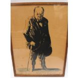 Feliks Topolski (1907-1989) We Shall Never Surrender, portrait of Winston Churchill, lithograph,
